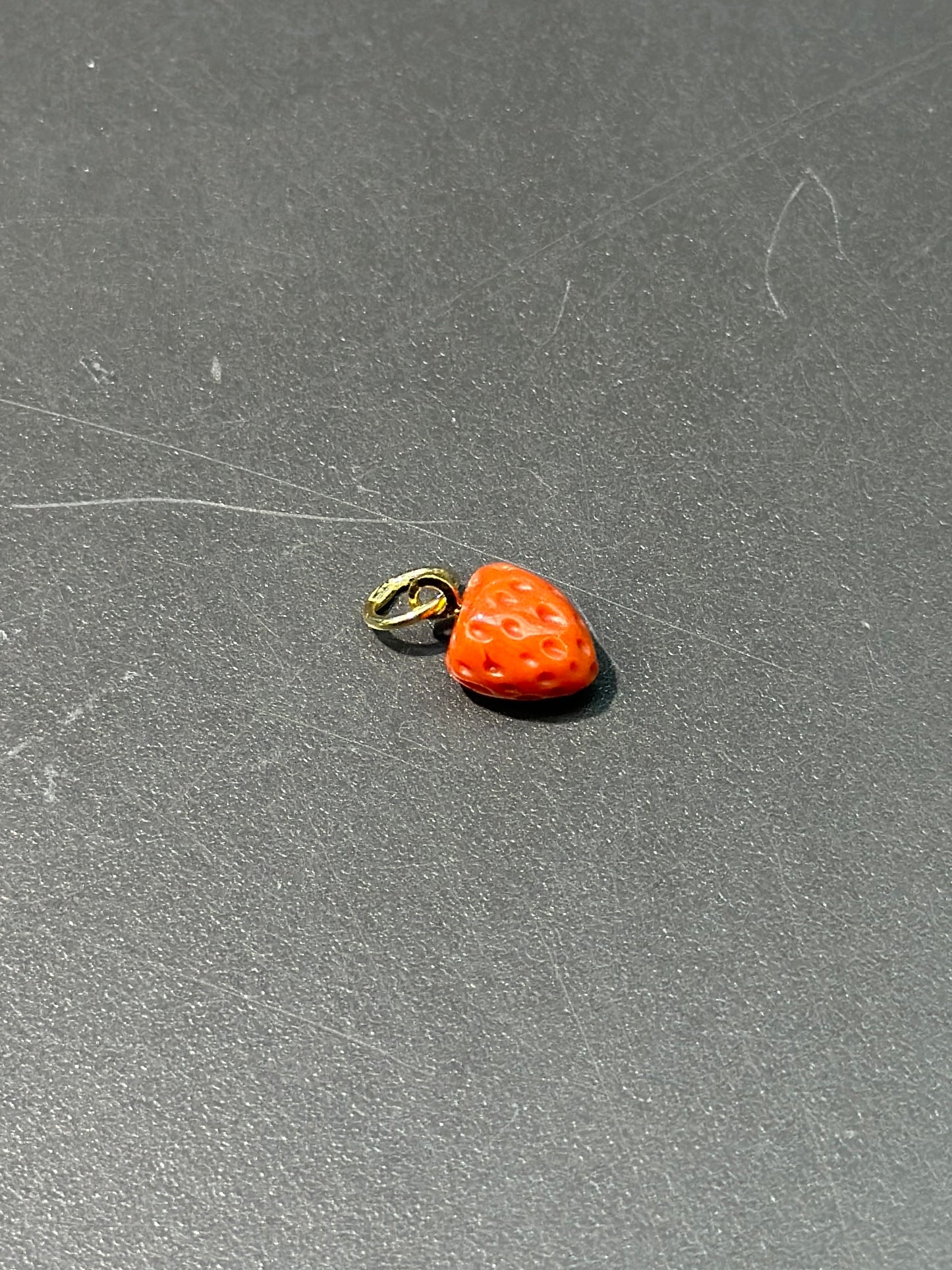 18K Gold Small Strawberry Coral Charm