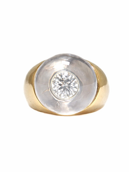 Mauboussin French 18K Gold Rock Crystal Diamond Ring