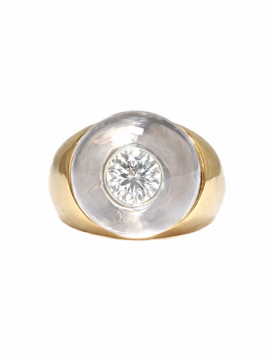 Mauboussin French 18K Gold Rock Crystal Diamond Ring