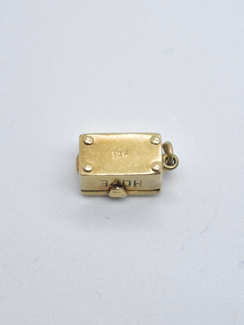 Vintage 10K Gold Articulated “Hope” Treasure Chest Charm