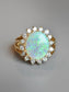 Vintage 14K Gold Opal Diamond Halo Ring SZ 7