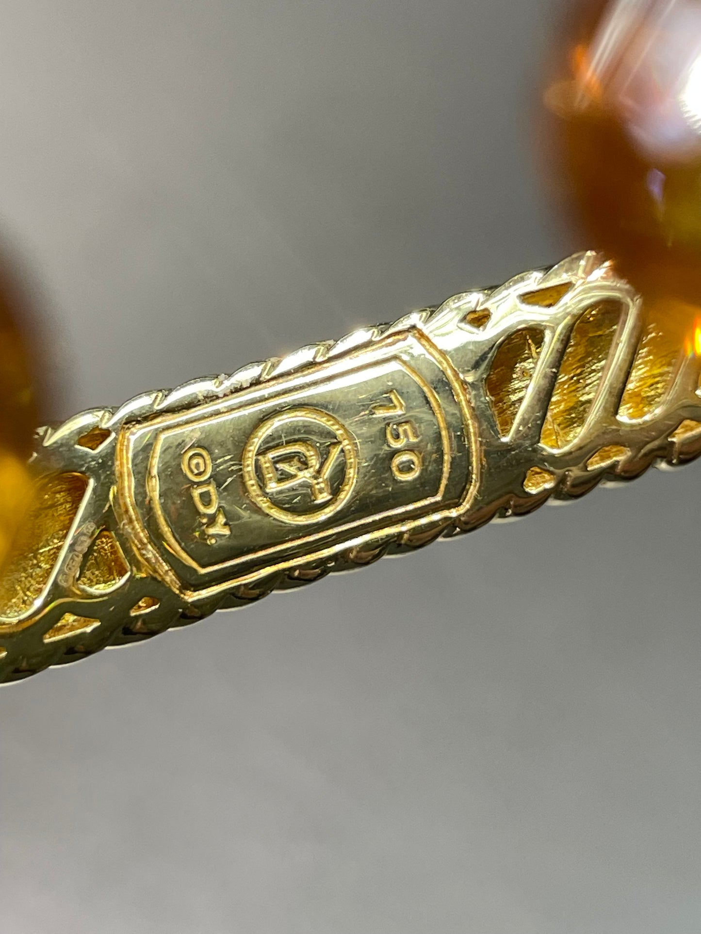 David Yurman 18K Gold Citrine Diamond Bypass Bangle Bracelet