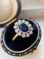 Edwardian Platinum 14K Gold 0.78 CTW Sapphire Diamond Halo Conversion Ring