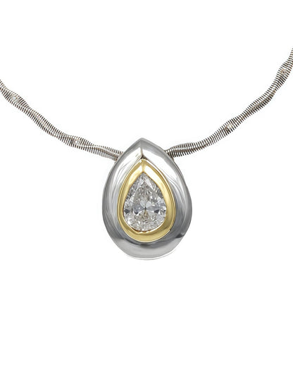 14K Gold 1.05 CTW Pear Shaped Diamond Collar Necklace