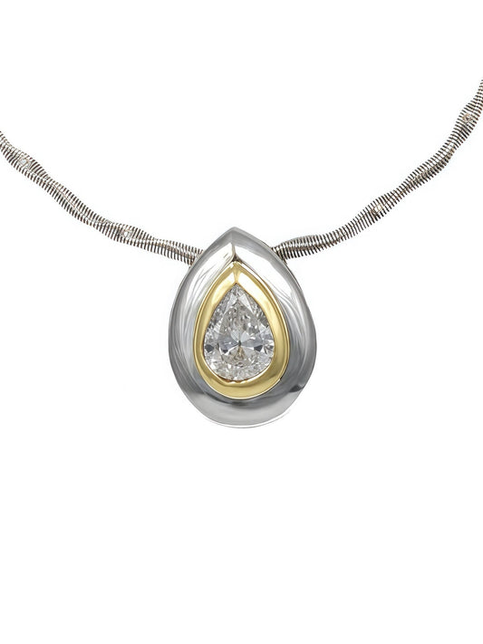 14K Gold 1.05 CTW Pear Shaped Diamond Collar Necklace