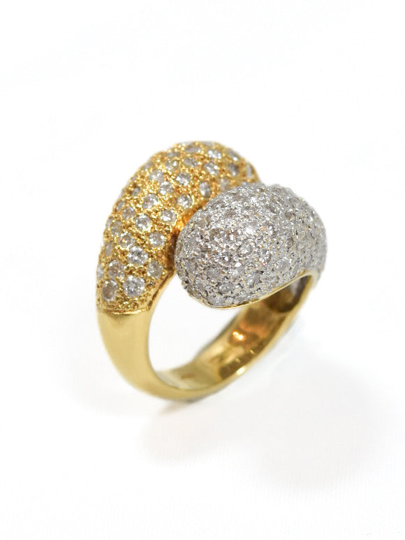 18K Gold 5.30 CTW Diamond Bypass Bombe Ring
