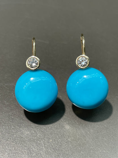 14K Gold Sleeping Beauty Diamond Bezel Drop Earring