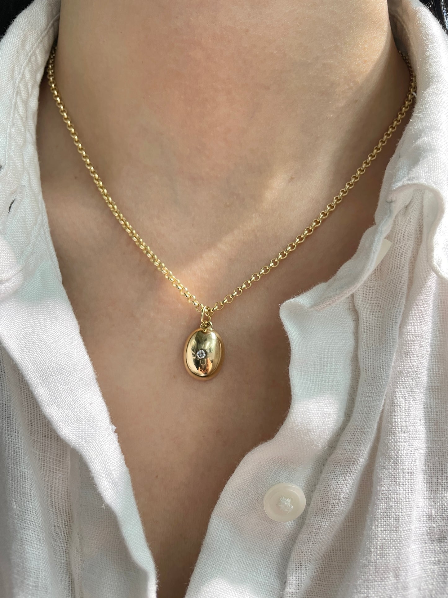 Vintage 14K Gold Diamond Cabochon Charm