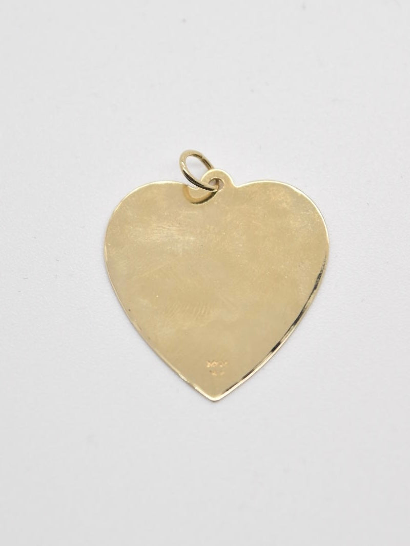 Vintage 14K Gold Large Engine Turned Heart Pendant