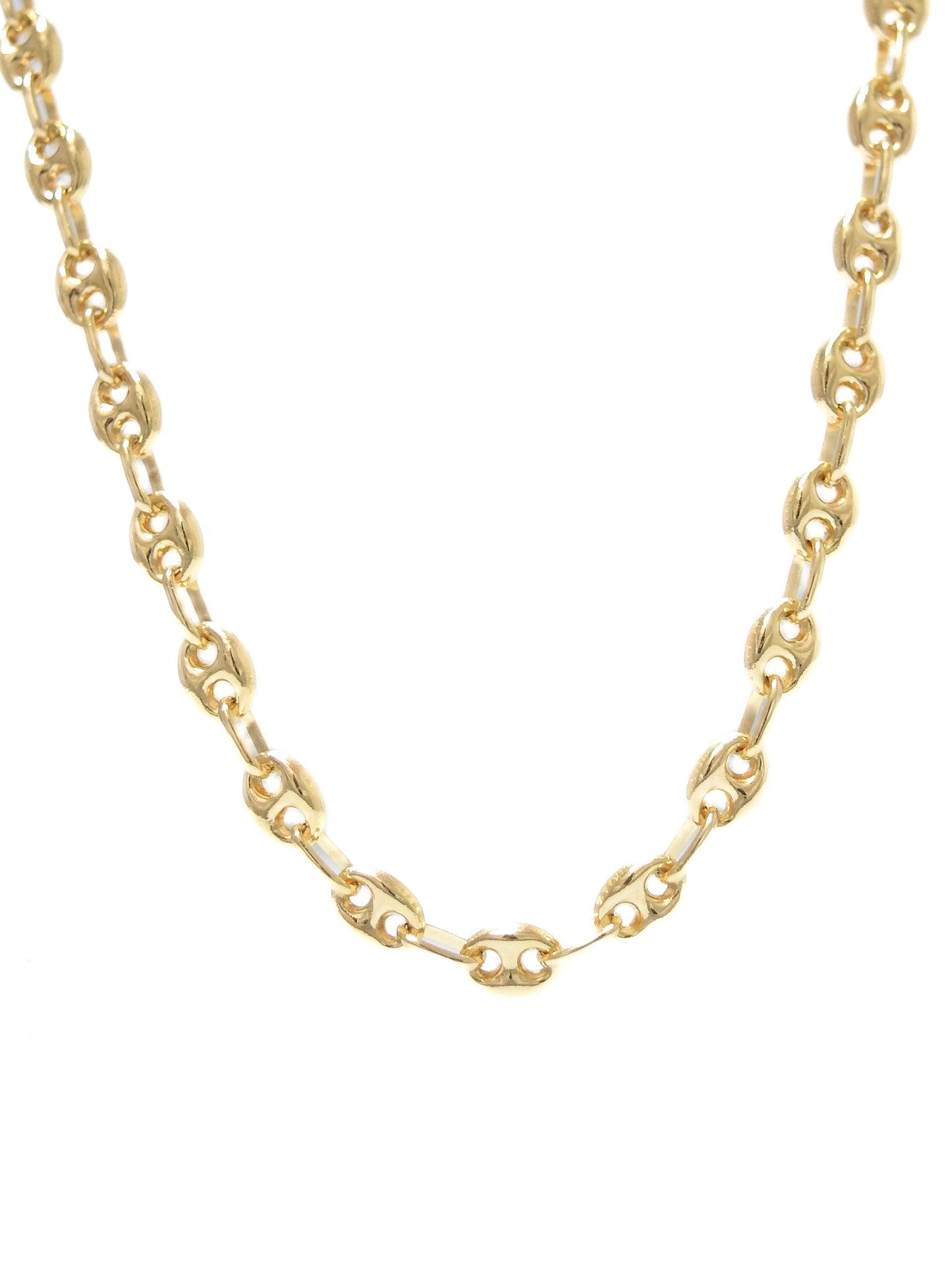 14K Gold 4.5 mm Puffy Mariner Chain Necklace