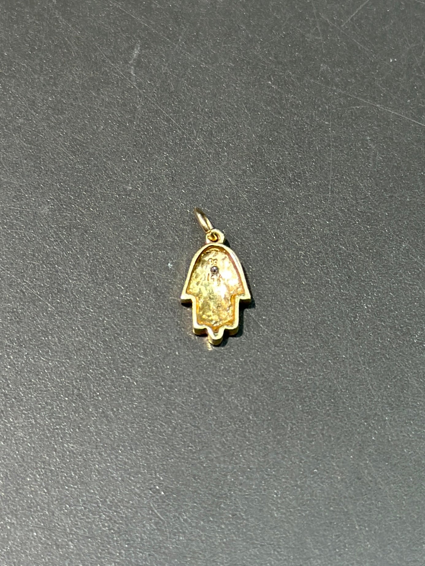 14K Gold Mini Diamond Enamel Hamsa Hand Charm