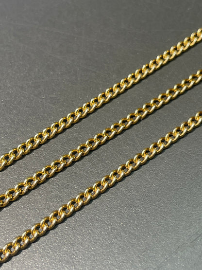 Vintage 14K Yellow Gold 2.0 mm Curb Link Watch Chain Necklace 21.0 inch