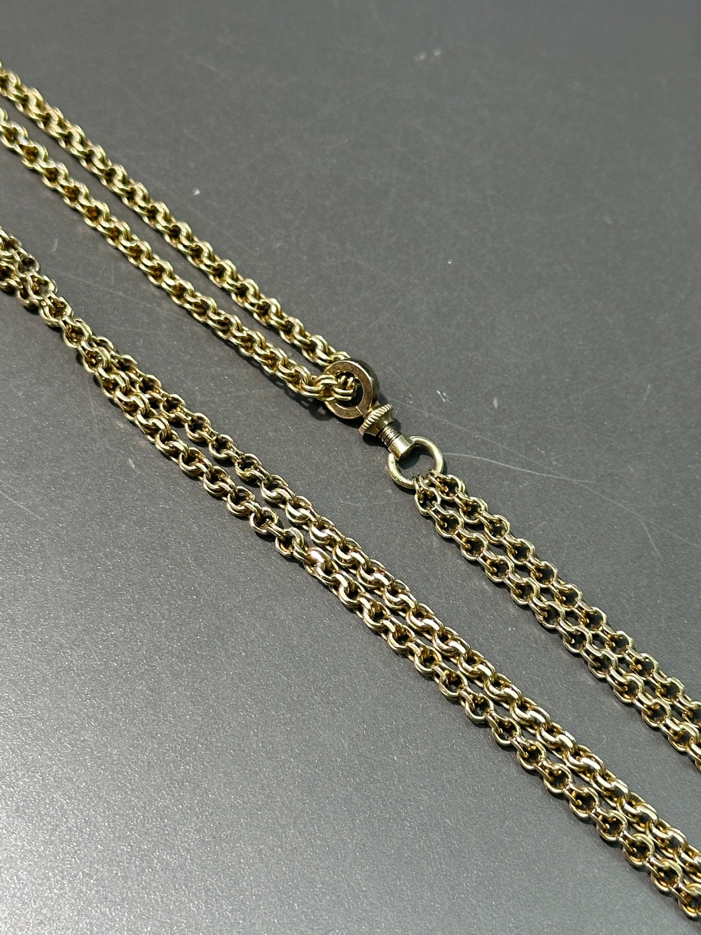 Victorian 14K Gold Double Link Watch Chain Necklace 18.5”