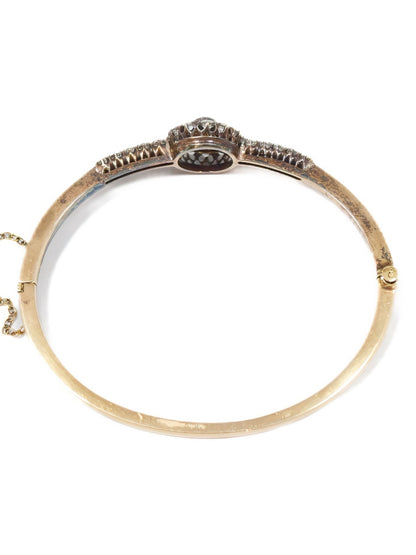 Antique 14K Gold Diamond Ruby Target Bangle Bracelet