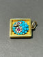 Victorian 14K Gold Turquoise Ruby Pearl Owl Pave Pendant