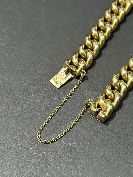 French Vintage 18K Gold Curb Link Chain Bracelet