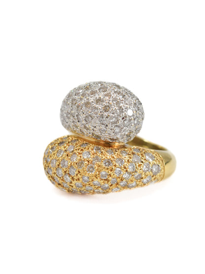 18K Gold 5.30 CTW Diamond Bypass Bombe Ring