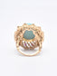 Retro 14K Gold Turquoise Diamond Ruby Cluster Ring SZ 5