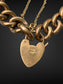 [ON RESERVE] Antique Victorian 18K Gold Heart Padlock Hollow Curb Link Chain 9K