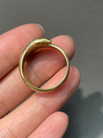 Vintage 18K Yellow Gold Sapphire Snake Coiled Ring