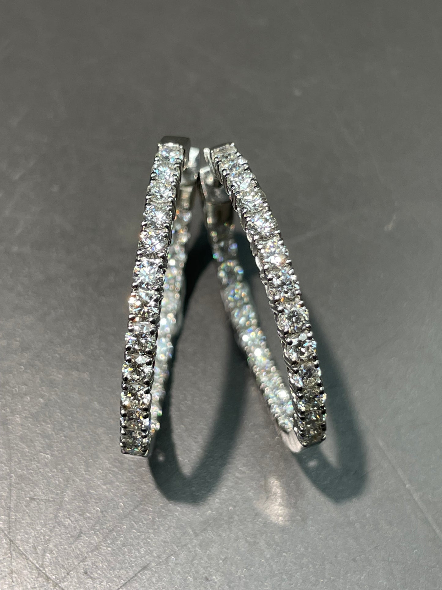 Platinum 4.0 CTW Diamond 30.0 mm Inside Out Hoop Earring