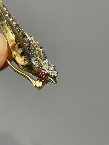 Antique 14K Yellow Gold 3.68 CTW Diamond St. Esprit Brooch
