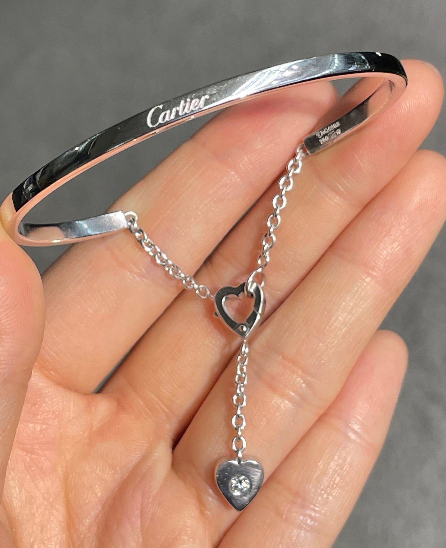 Cartier 18K Gold Mon Amour Diamond Bracelet Size 17