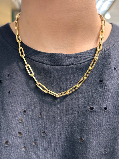14K 金空心回形针链项链