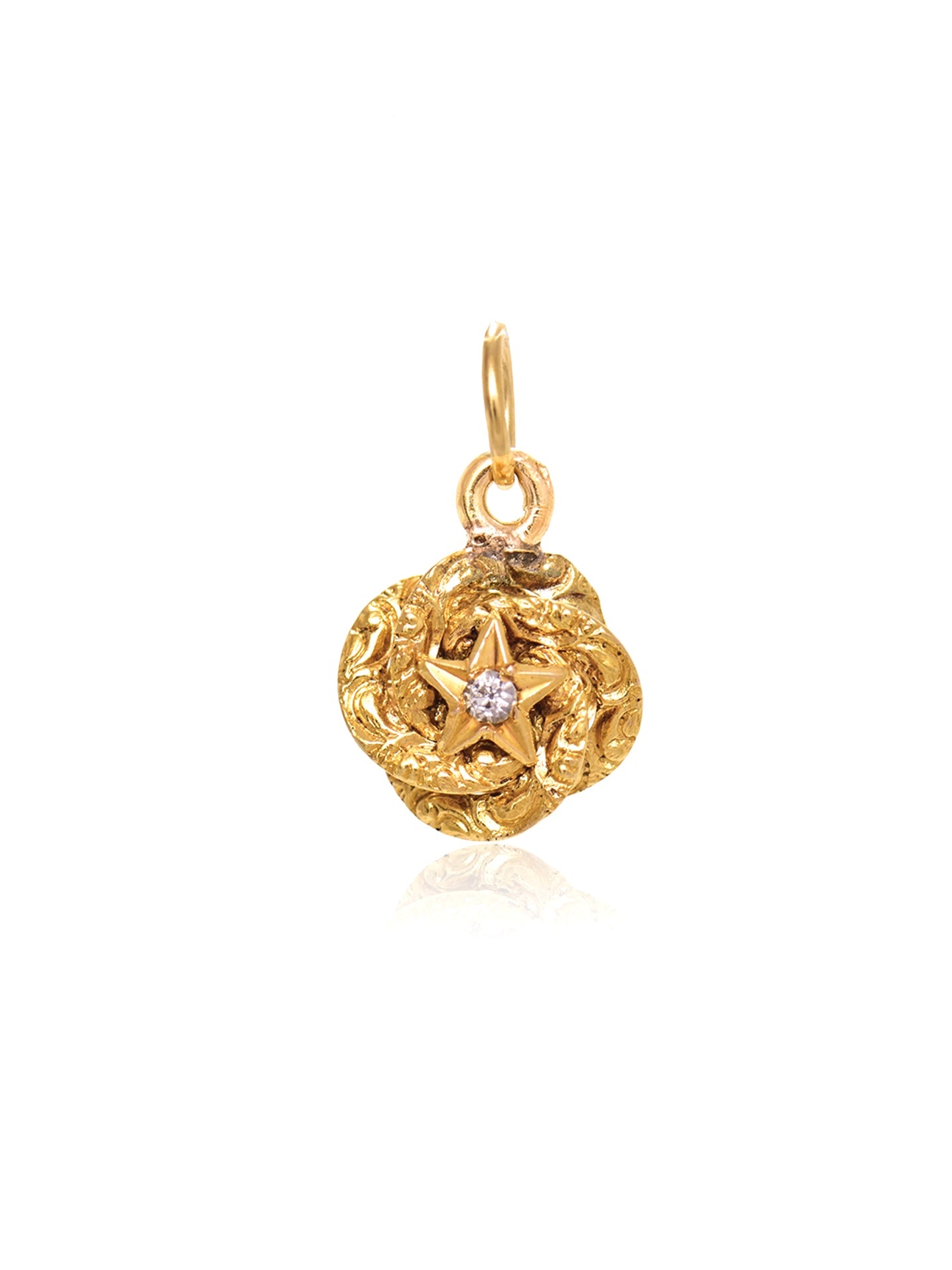 Antique 14K Gold Love Diamond Knot Star Charm