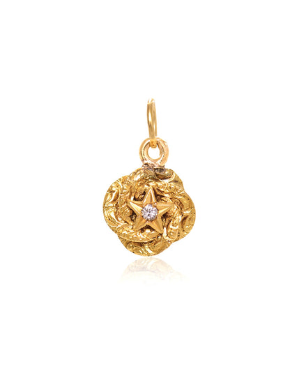 Antique 14K Gold Love Diamond Knot Star Charm