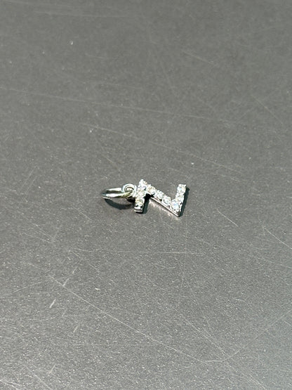 14K 白金 Z 字母钻石吊坠