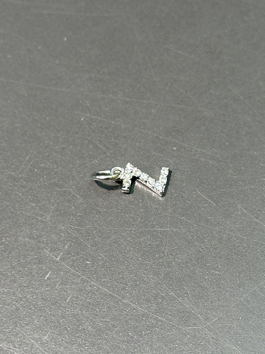 14K 白金 Z 字母钻石吊坠