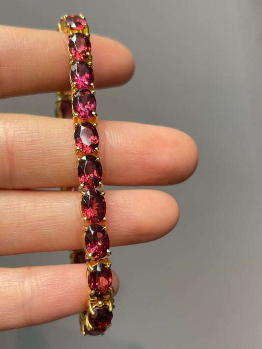 14K Yellow Gold 15.84 CTW Garnet Tennis Bracelet