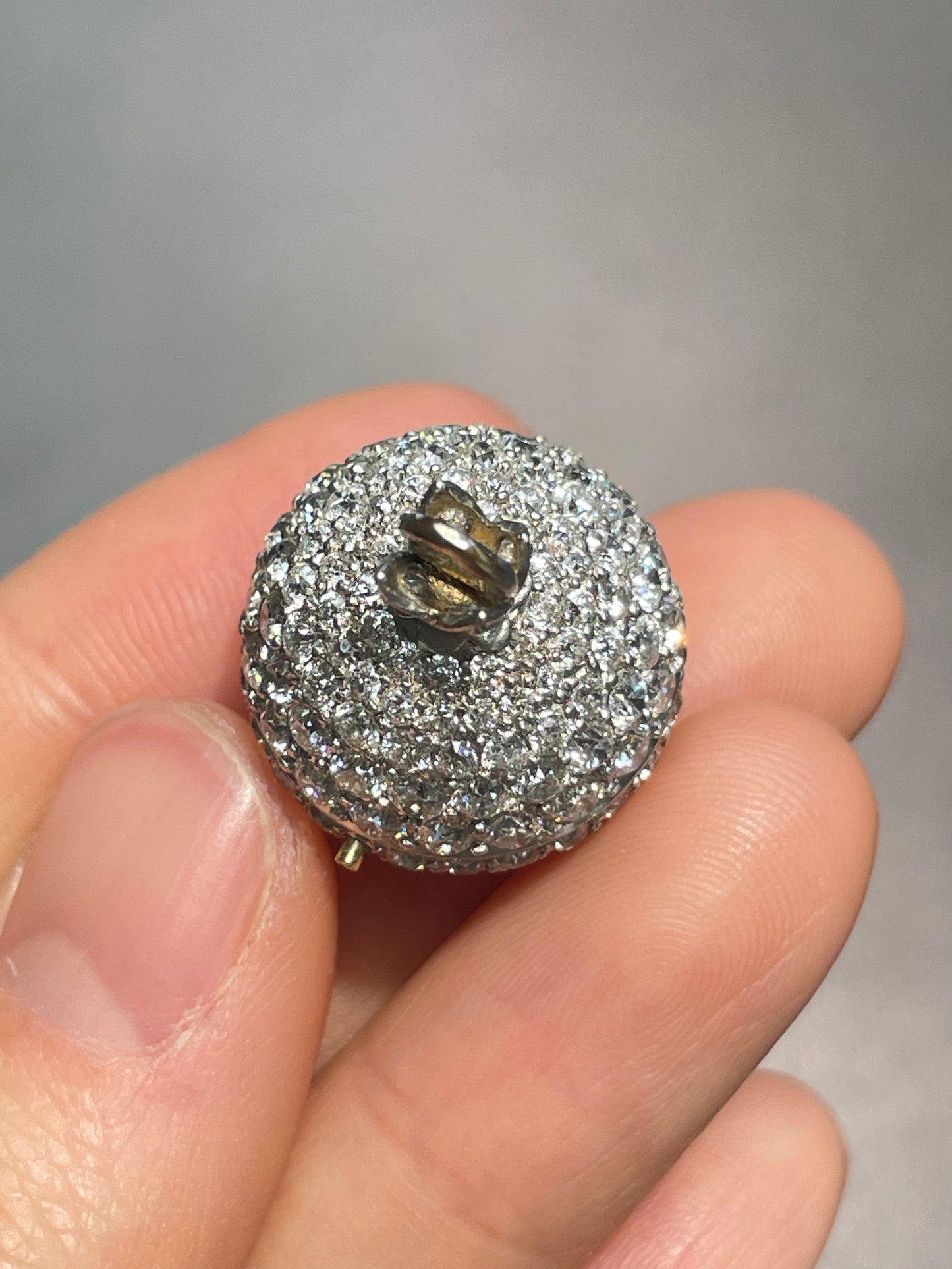 Antique Platinum 7.50 CTW Diamond Onyx Orb Watch Brooch