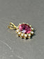 Vintage 14K Gold Tourmaline Diamond Halo Pendant