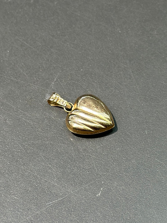 复古 14K 金蓬松心形吊坠