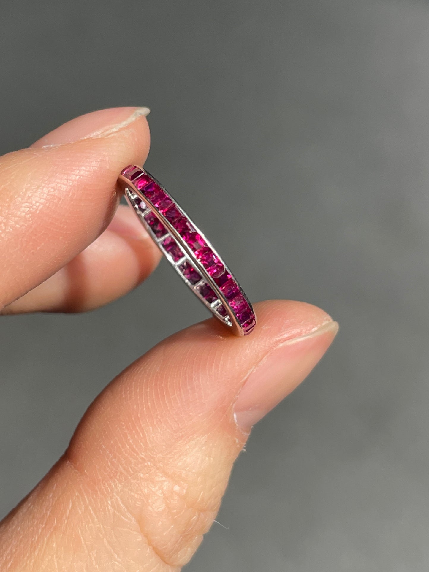 Antique French Platinum Ruby Band Ring