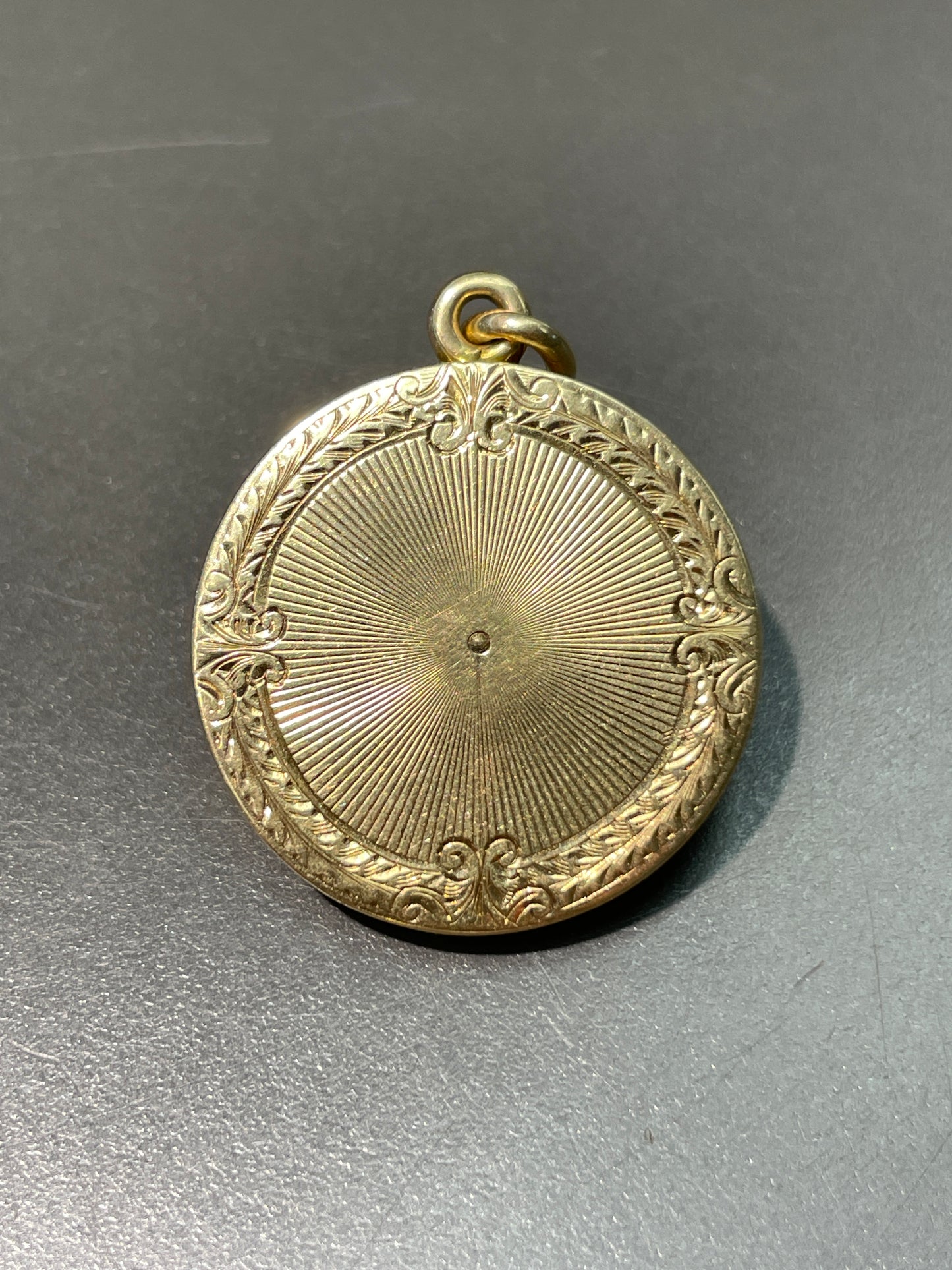 Antique 14K Gold Circle Motif Locket Pendant