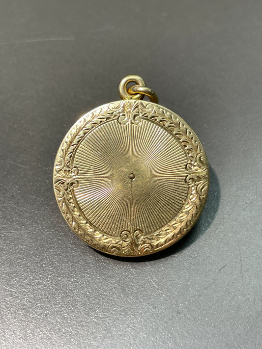Antique 14K Gold Circle Motif Locket Pendant