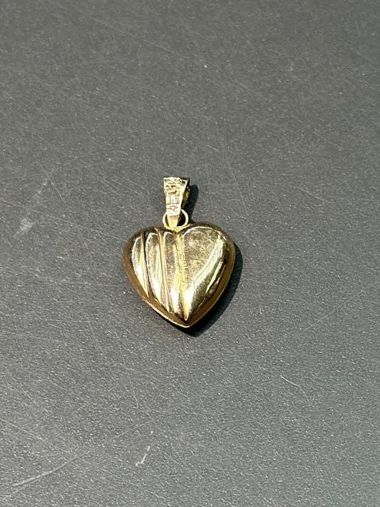 复古 14K 金蓬松心形吊坠
