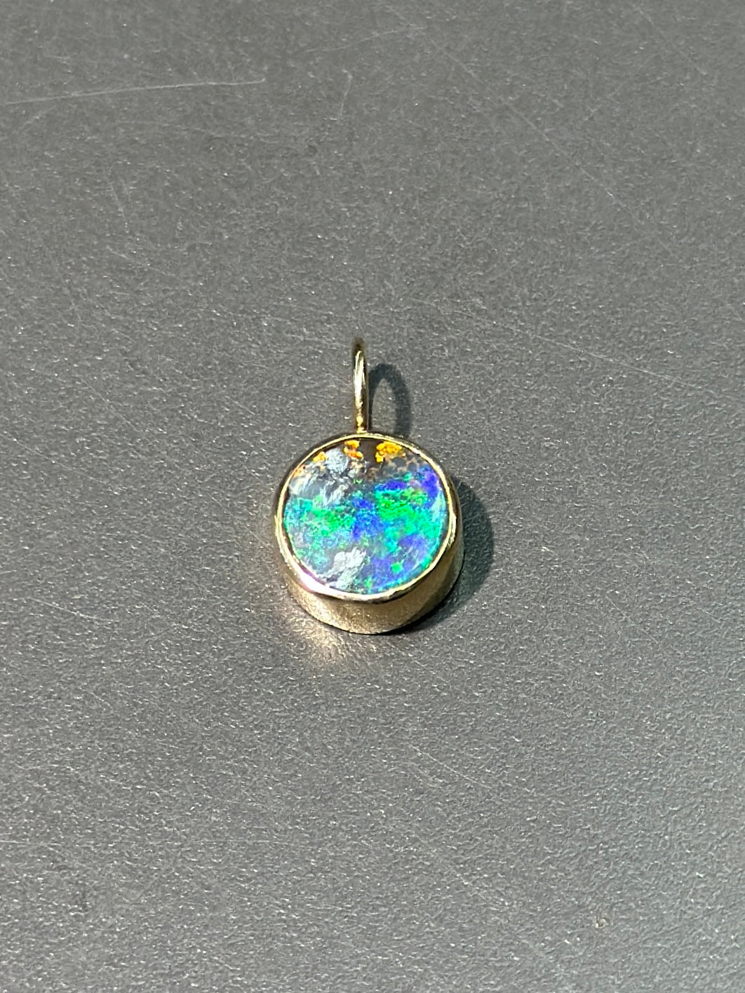 14K Gold Black Opal Charm