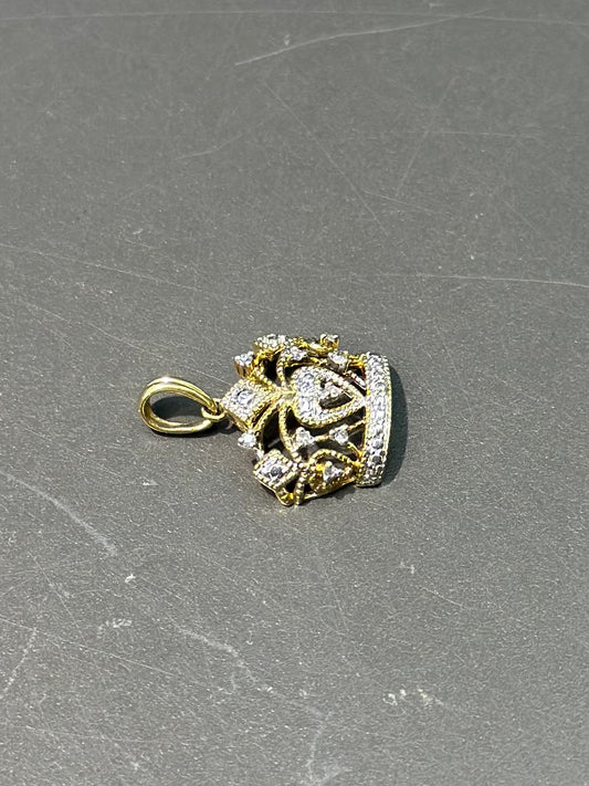 Vintage 10K Gold Diamond Crown Charm