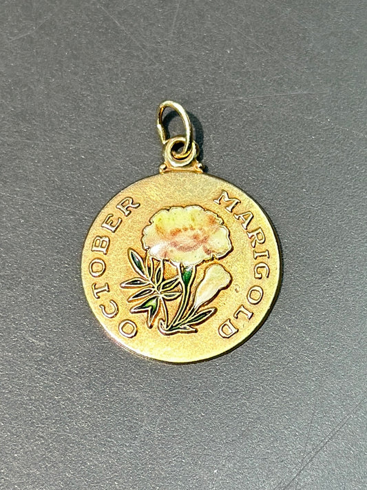 pendentif vintage 14K Gold Marigold Octobre