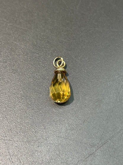 14K Gold Faceted Citrine Droplet Charm Pendant