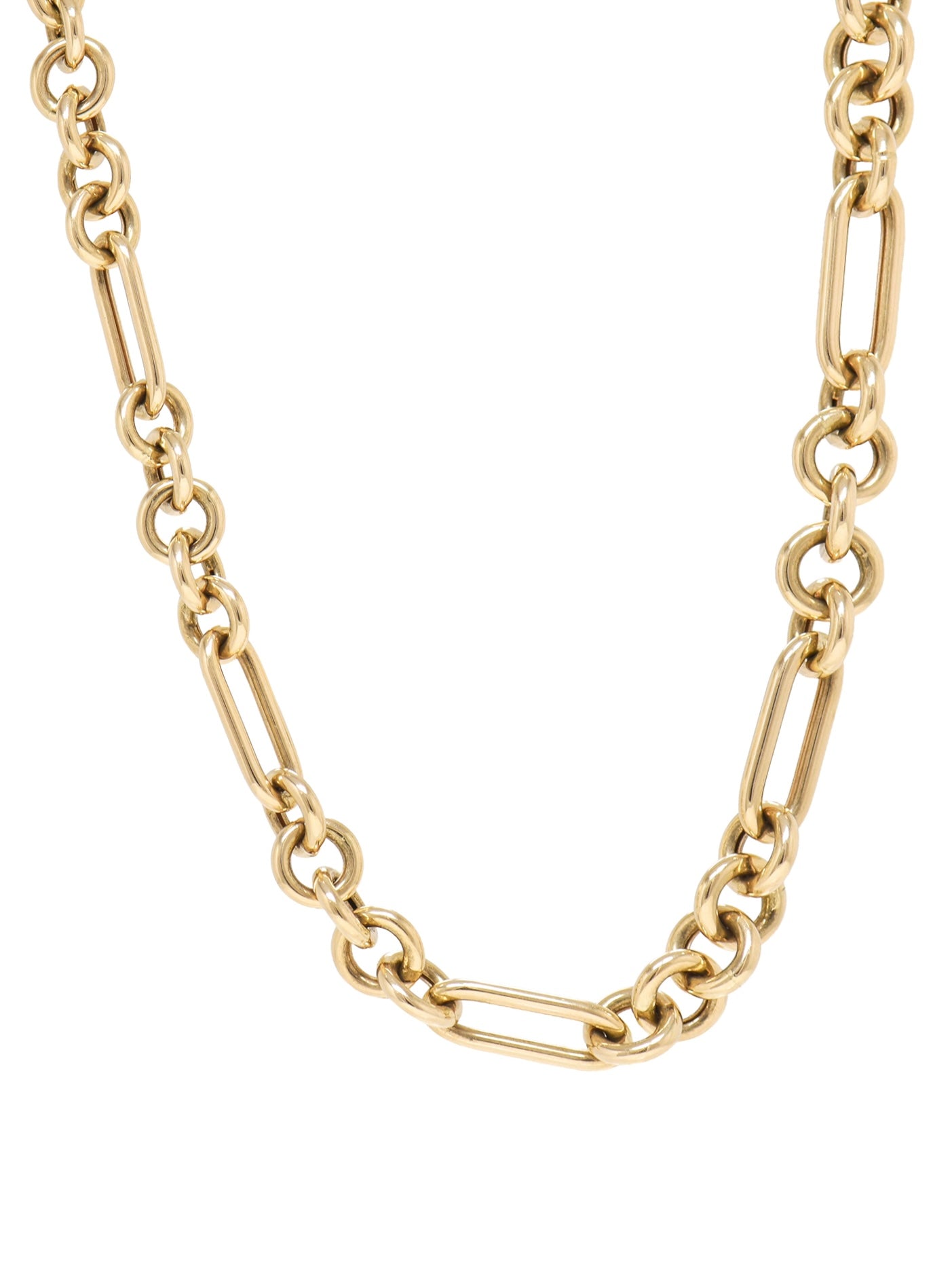 14K Gold Mixed Open Link Chain Necklace