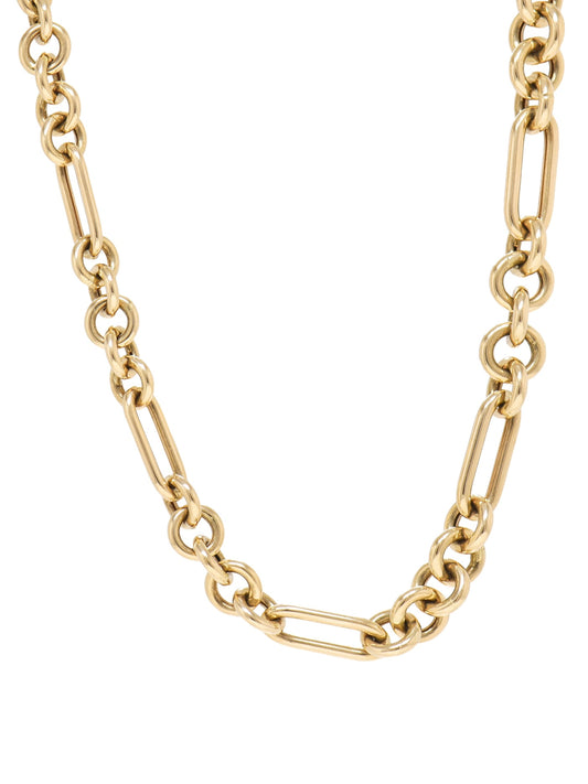 14K Gold Mixed Open Link Chain Necklace