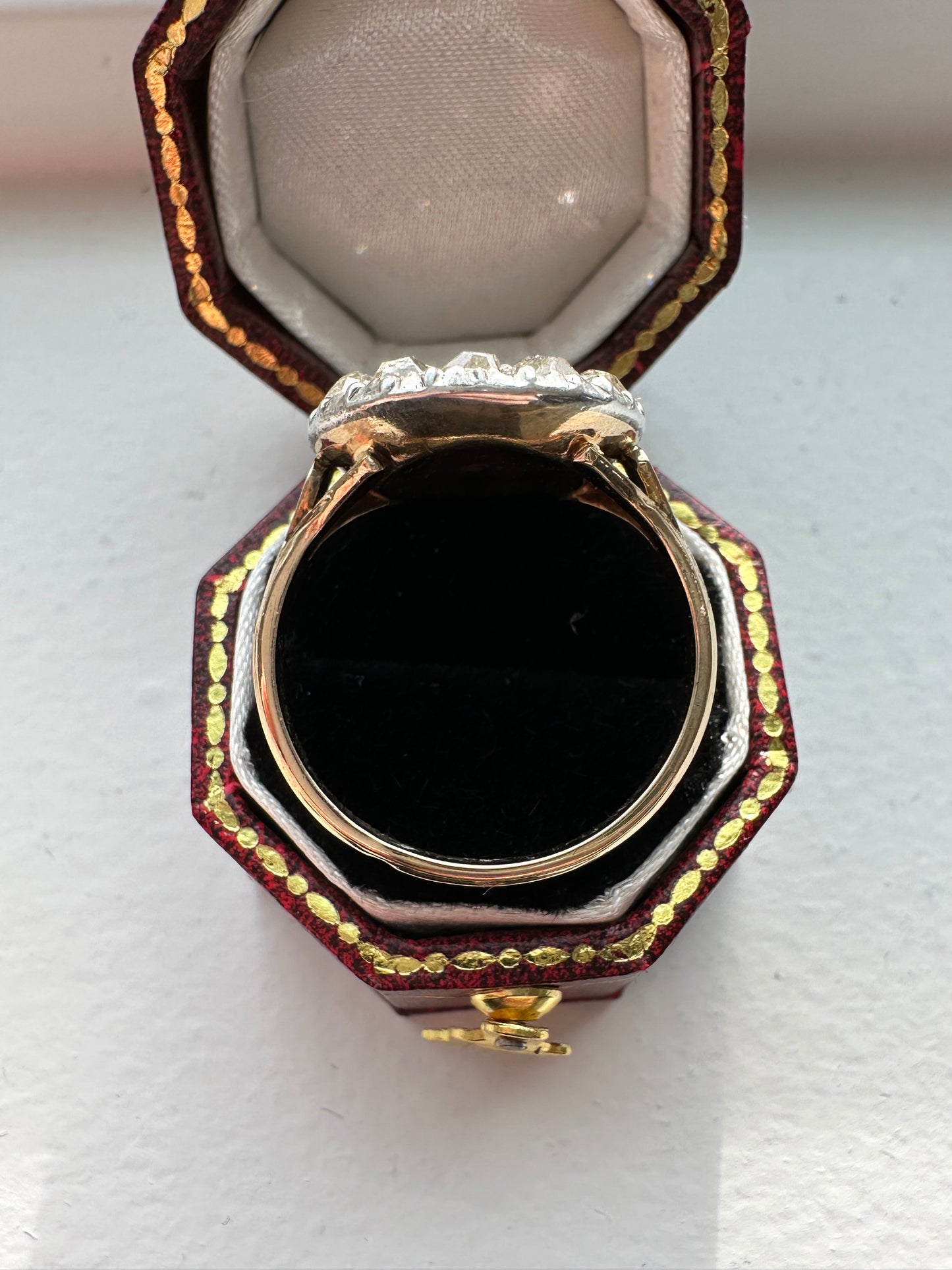 Antique French Georgian 18K Yellow Gold 1.85 CTW Diamond Cluster Ring SZ 7.5