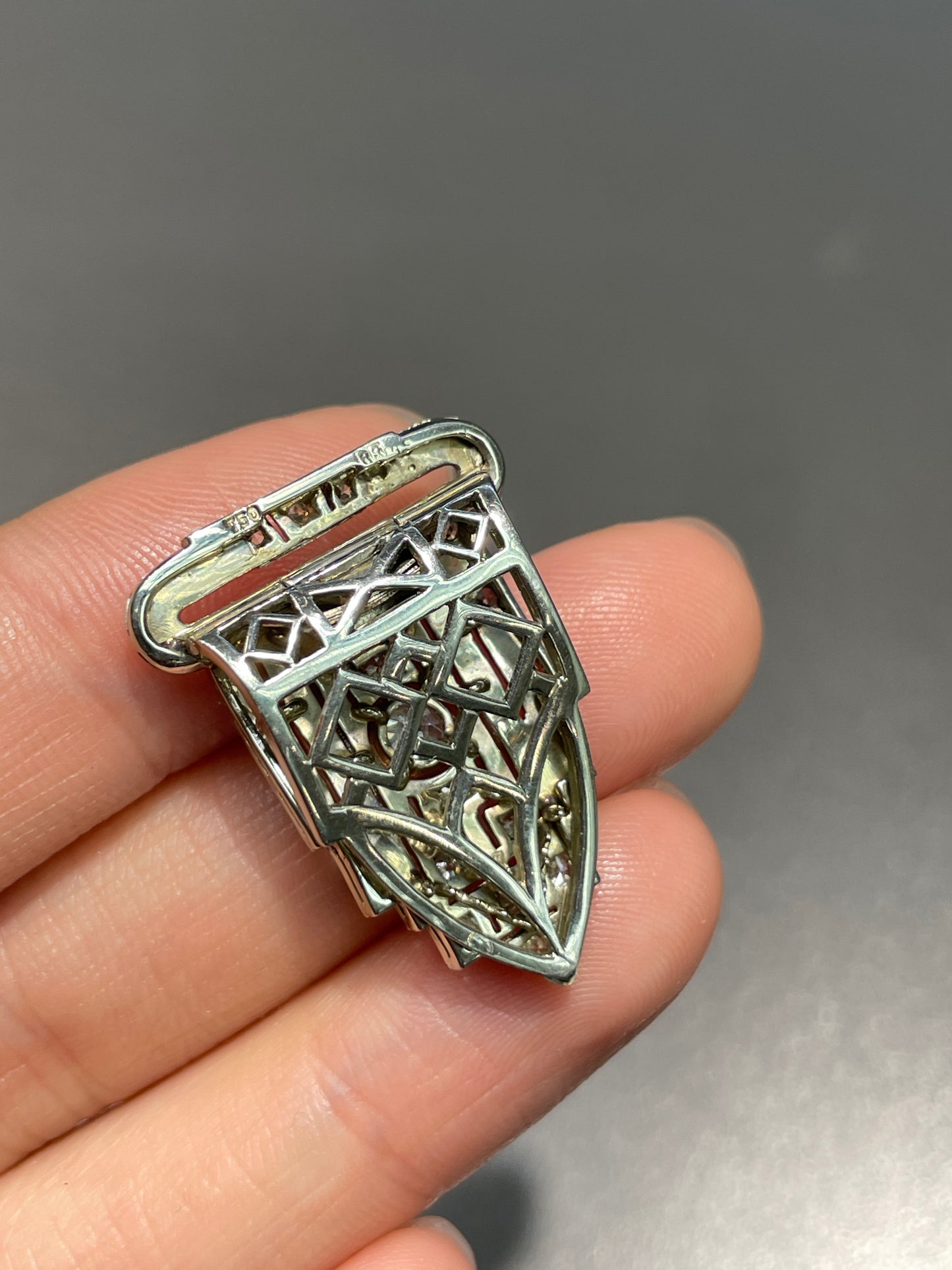 Art Deco 18K Gold 0.60 CTW Diamond Dress Clip Brooch