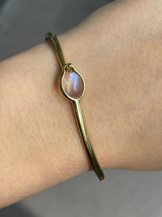 Georg Jensen 18K Gold Torun Ceylon Moonstone Bangle Bracelet