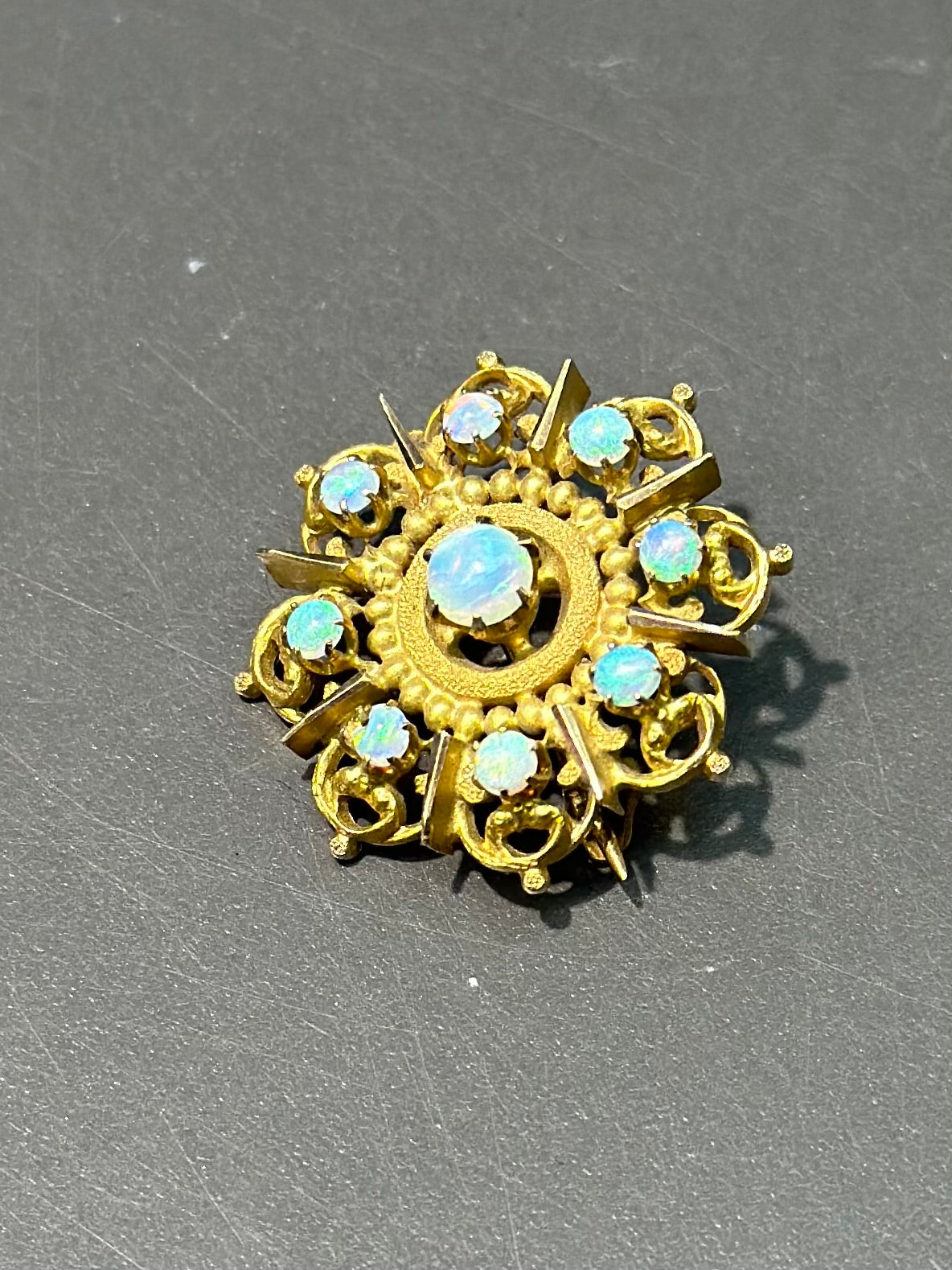 Victorian 14K Gold Opal Cluster Brooch